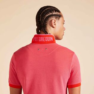 Men Cotton Polo Solid Poppy red details view 2
