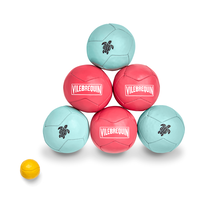 Pink Recycled Leather Premium Petanque Boules - Vilebrequin x La Mariole Pink/pacific front view