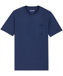 Einfarbiges T-Shirt aus Bio-Baumwolle für Herren Marineblau Vorderansicht