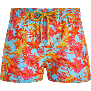 Men Short Swim Trunks Tahiti Flowers Santorini front view