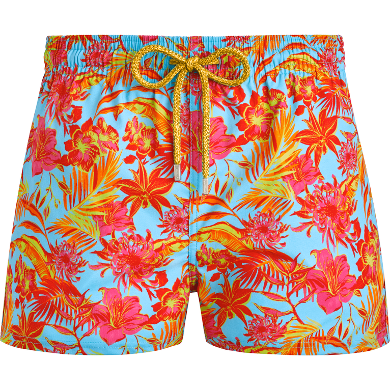 Men Short Swim Shorts Tahiti Flowers - Swimming Trunk - Manta - Blue - Size XXL - Vilebrequin