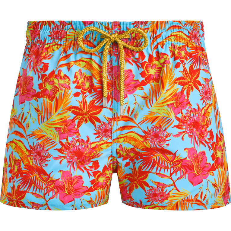 Men Short Swim Shorts Tahiti Flowers - Manta - Blue