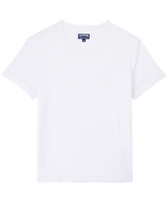 Camiseta de lino de color liso unisex Blanco vista frontal