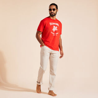 T-shirt en coton imprimé logo tortue homme Coquelicot vue de détail 1