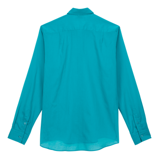 Camicia unisex leggera in voile di cotone tinta unita Emerald vista posteriore