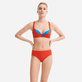 Women contrasted Bikini top with underwires - Vilebrequin x JCC+ - Limited Edition Red polish front worn view