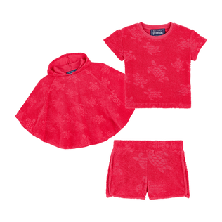 Ronde des Tortues Frottee-Jacquard-Set für Kleinkinder Stachelbeerenrot Vorderansicht