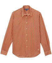 Unisex Cotton Voile Lightweight Shirt Micro Mouettes Straw front view