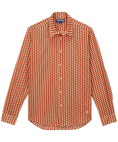 Camisa ligera unisex en gasa de algodón con estampado Micro Mouettes Straw vista frontal