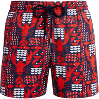 Men Stretch Swim Shorts Graphic Lobsters Navy front view