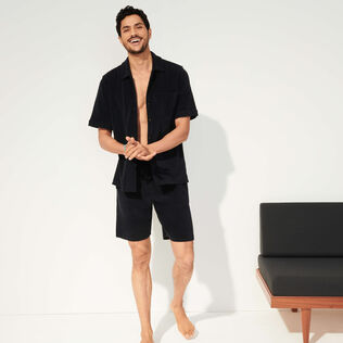 Solid Unisex-Bermudashorts aus Frottee Schwarz Details Ansicht 5