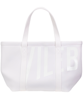 Unisex Neoprene Large Beach Bag Solid White women front worn view