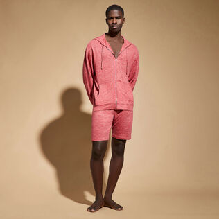 Unisex Linen Sweatshirt Solid China red 正面穿戴视图