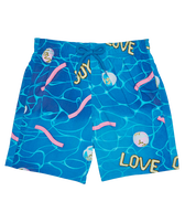 Boys Stretch Swim Trunks Side Ways - Vilebrequin x Joel Mesler Hawaii blue 正面图