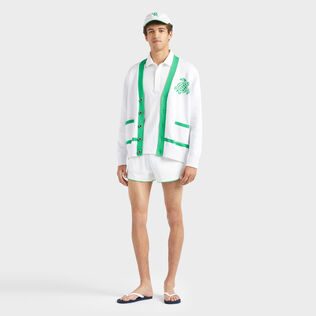 Men Cotton Cardigan Turtle Jacquard Bicolor Laser details view 1