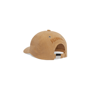 Unisex Linen Cap Solid Mocha back view