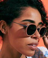 White Tulipwood Women and Men Sunglasses - VBQ x Shelter Tomette front worn view