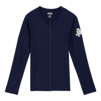 Women Zipper Rashguard Solid Navy front view