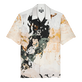 Camisa de bolos de lino con estampado Distortive Water para hombre - Vilebrequin x Highsnobiety Wild stone vista frontal