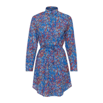 Women Cotton Voile Shirt Dress Carapaces Multicolores Sea blue front view
