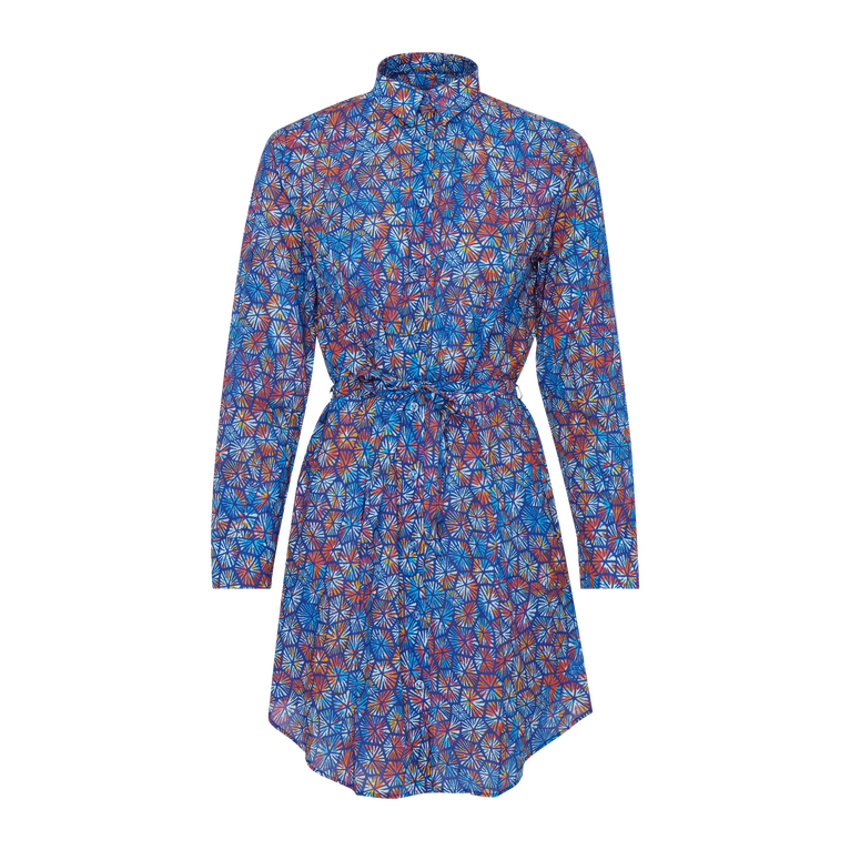 Women Cotton Voile Shirt Dress Carapaces Multicolores - Florence - Blue - Size XS - Vilebrequin