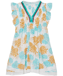 Vestido con estampado Iridescent Flowers of Joy para niña- Vilebrequin x Poupette St Barth Terracotta vista frontal