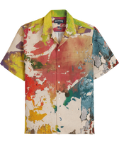Camisa de bolos de lino con estampado Gra para hombre - Vilebrequin x John M Armleder Multicolores vista frontal