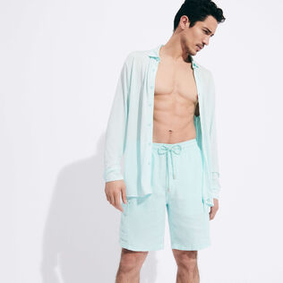 Einfarbiges Hemd aus Jersey-Tencel für Herren Thalassa Details Ansicht 1