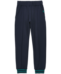 Boys Cotton Jogger Pants Rayures Navy front view