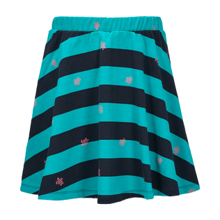 Girls Cotton Skirt Navy Stripes Tropezian green front view