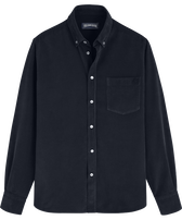 Men Corduroy Shirt Solid Navy front view