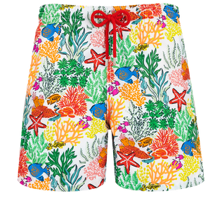 Men Swim Trunks Fonds Marins Multicolores White front view