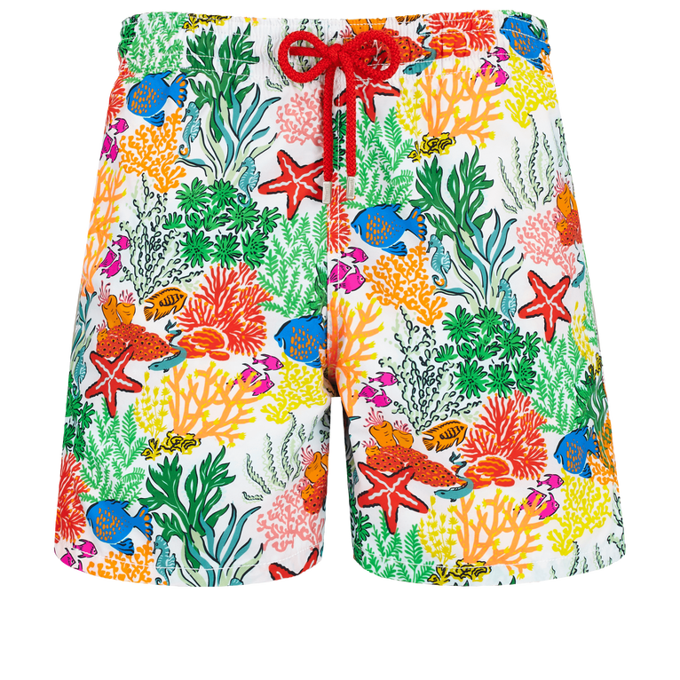 Men Swim Trunks Fonds Marins Multicolores - Moorea - White