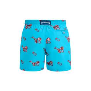 Bañador con bordado Fishy Vibes para hombre Blue topaz vista trasera