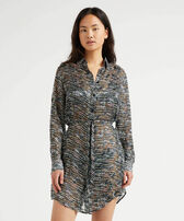 Chemisier donna in seta Pearl Nero vista frontale indossata