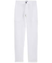 Pantalon coupe droite en Lin homme uni Blanc vue de face