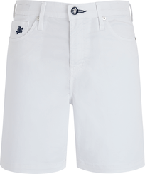 Stretch-Bermudashorts aus Baumwollsatin im 5-Taschen-Design für Damen Weiss Vorderansicht