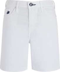 Women Stretch 5-Pockets Cotton Satin Bermuda Shorts White front view