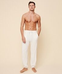 Unisex Terry Pants Solid Chalk front worn view