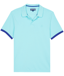 Solid Polohemd aus Baumwollpikee für Herren Lazulii blue Vorderansicht
