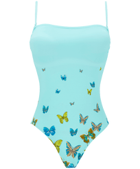 女款 One piece 印制 - 女士 Butterflies 紧身胸衣式连体泳衣, Lagoon 正面图