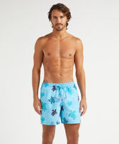 Men Swim Shorts Embroidered Tortue Multicolore - Limited Edition Santorini front worn view
