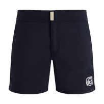 Men Stretch Swim Shorts Flat Belt - Vilebrequin x Ines de la Fressange Navy front view