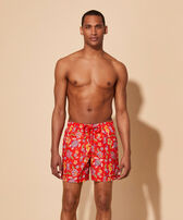 Men Swim Trunks Mosaïque Poppy red front worn view