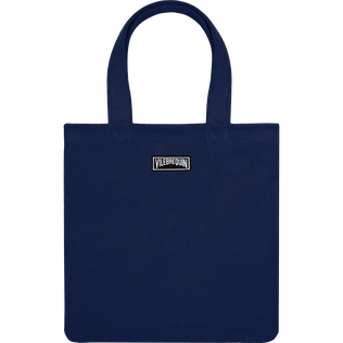 Borsa da spiaggia donna in cotone biologico - Vilebrequin x Ines de la Fressange Blu marine vista posteriore