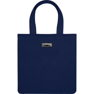 Strandtasche aus Bio-Baumwolle für Damen – Vilebrequin x Ines de la Fressange Marineblau Rückansicht