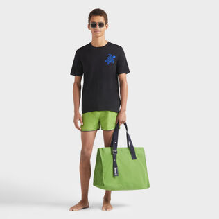 Camiseta de algodón con estampado Jacquard Turtle para hombre Negro detalles vista 1