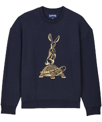 Sweatshirt en coton homme brodé The year of the Rabbit Bleu marine vue de face