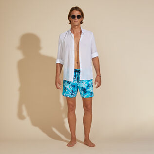 Camicia leggera in voile di cotone tinta unita Bianco dettagli vista 1