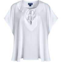 女士纯色粘胶纤维上衣 Off white 正面图